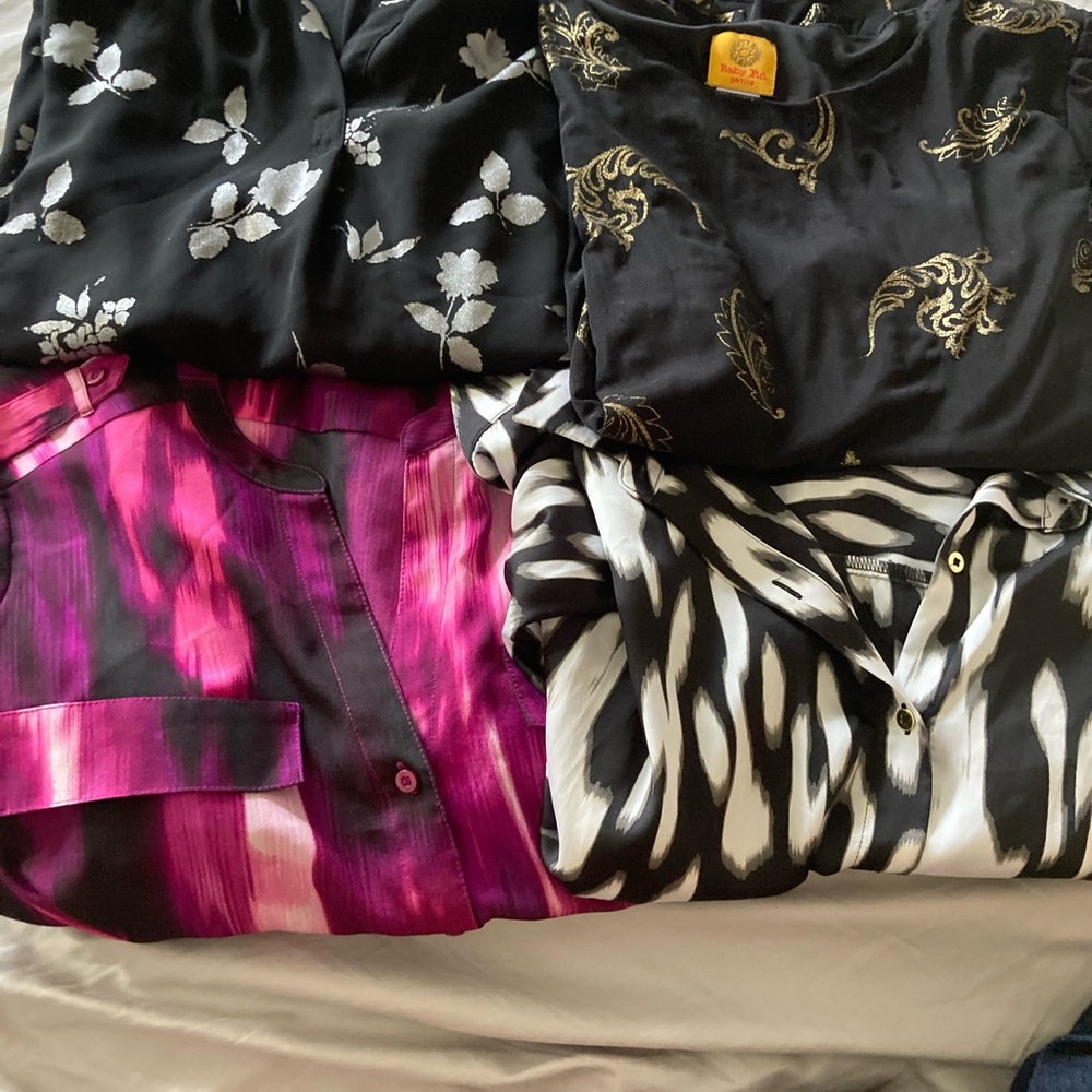 Calvin Klein Collection Black, Pink, and White Blouses